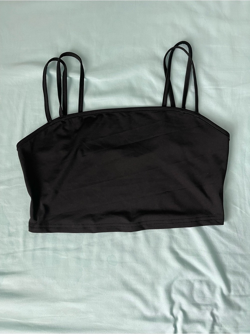SHEIN Black Double-Strap Crop Top Size-S
